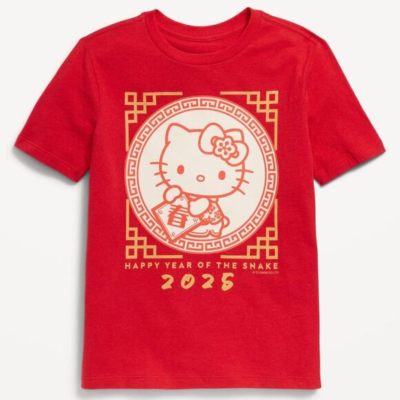 Old Navy Girls Kids Hello Kitty Lunar New Year T Shirt Robbie Red Size Small New - Picture 1 of 6